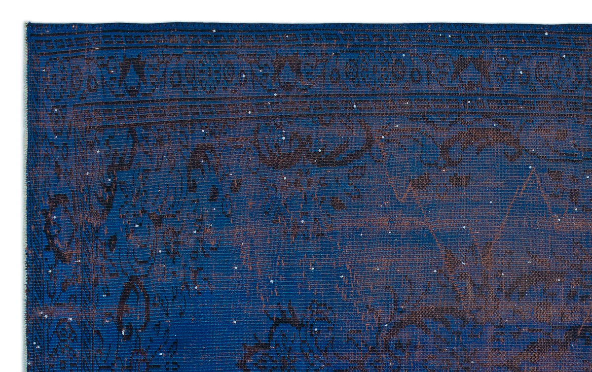 Blue Over Dyed Vintage Rug 5&#39;5&#39;&#39; x 8&#39;11&#39;&#39; ft 166 x 272 cm