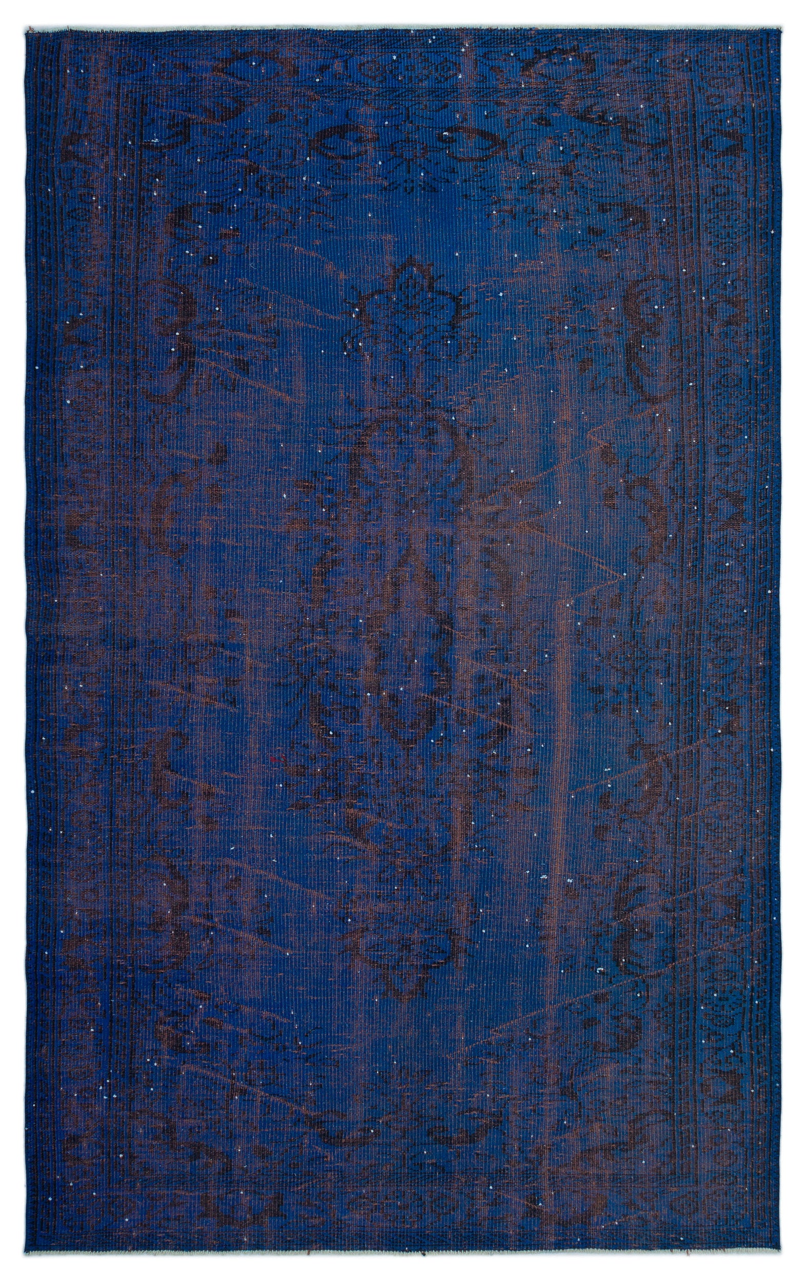 Blue Over Dyed Vintage Rug 5'5'' x 8'11'' ft 166 x 272 cm