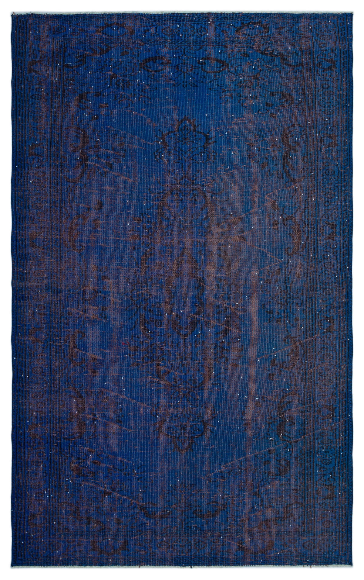 Blue Over Dyed Vintage Rug 5&#39;5&#39;&#39; x 8&#39;11&#39;&#39; ft 166 x 272 cm
