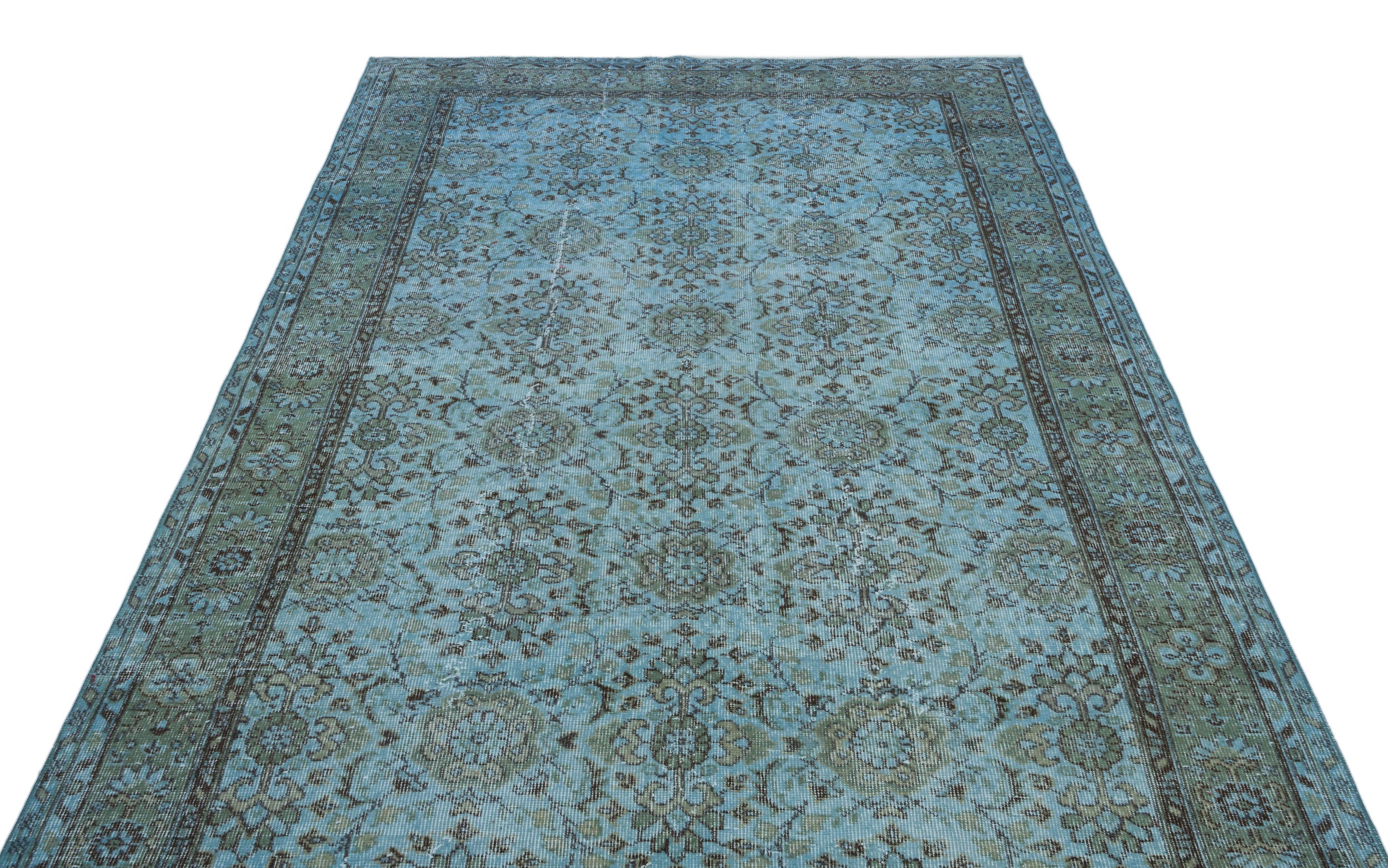 Blue Over Dyed Vintage Rug 5'7'' x 9'8'' ft 171 x 295 cm