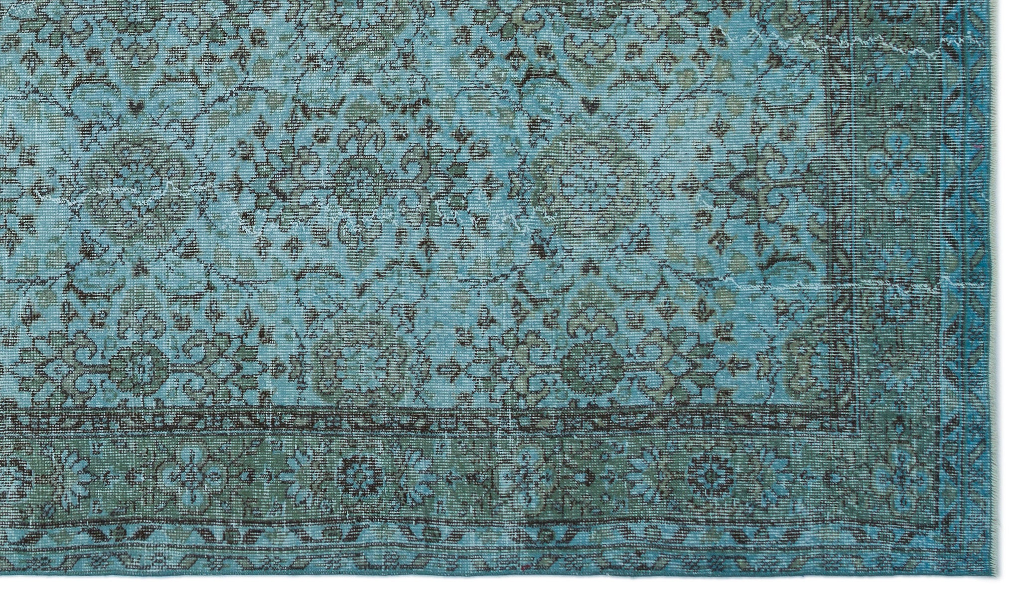 Blue Over Dyed Vintage Rug 5'7'' x 9'8'' ft 171 x 295 cm
