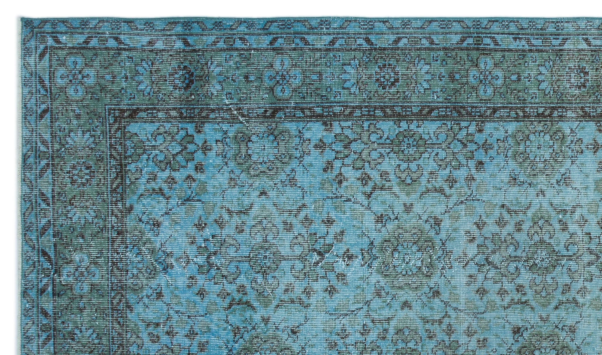 Blue Over Dyed Vintage Rug 5'7'' x 9'8'' ft 171 x 295 cm