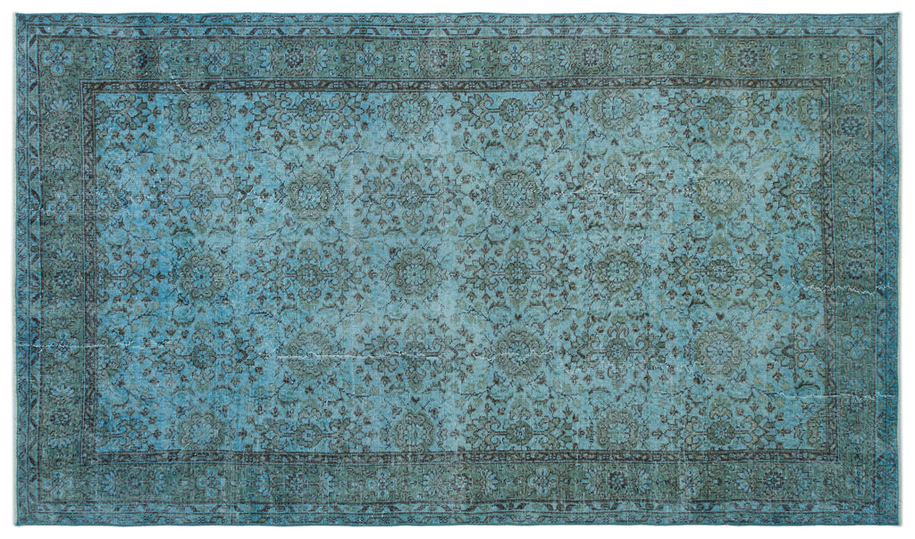 Blue Over Dyed Vintage Rug 5'7'' x 9'8'' ft 171 x 295 cm