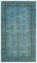 Blue Over Dyed Vintage Rug 5'7'' x 9'8'' ft 171 x 295 cm