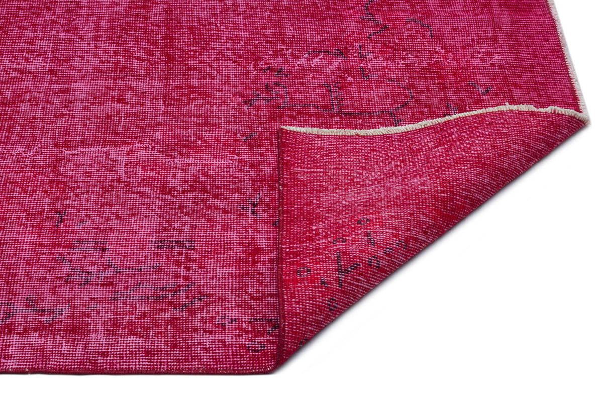 Red Over Dyed Vintage Rug 5&#39;2&#39;&#39; x 9&#39;2&#39;&#39; ft 158 x 280 cm