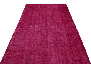 Red Over Dyed Vintage Rug 5'2'' x 9'2'' ft 158 x 280 cm
