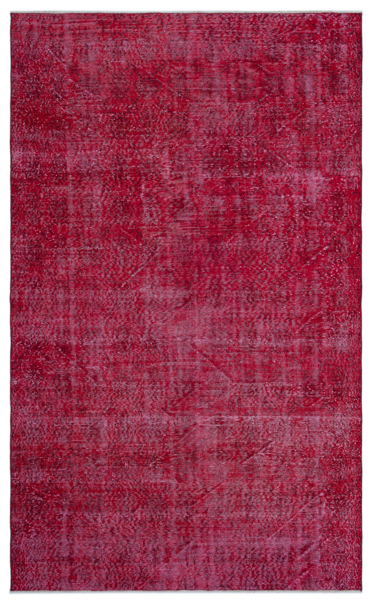 Red Over Dyed Vintage Rug 5&#39;4&#39;&#39; x 8&#39;10&#39;&#39; ft 163 x 270 cm