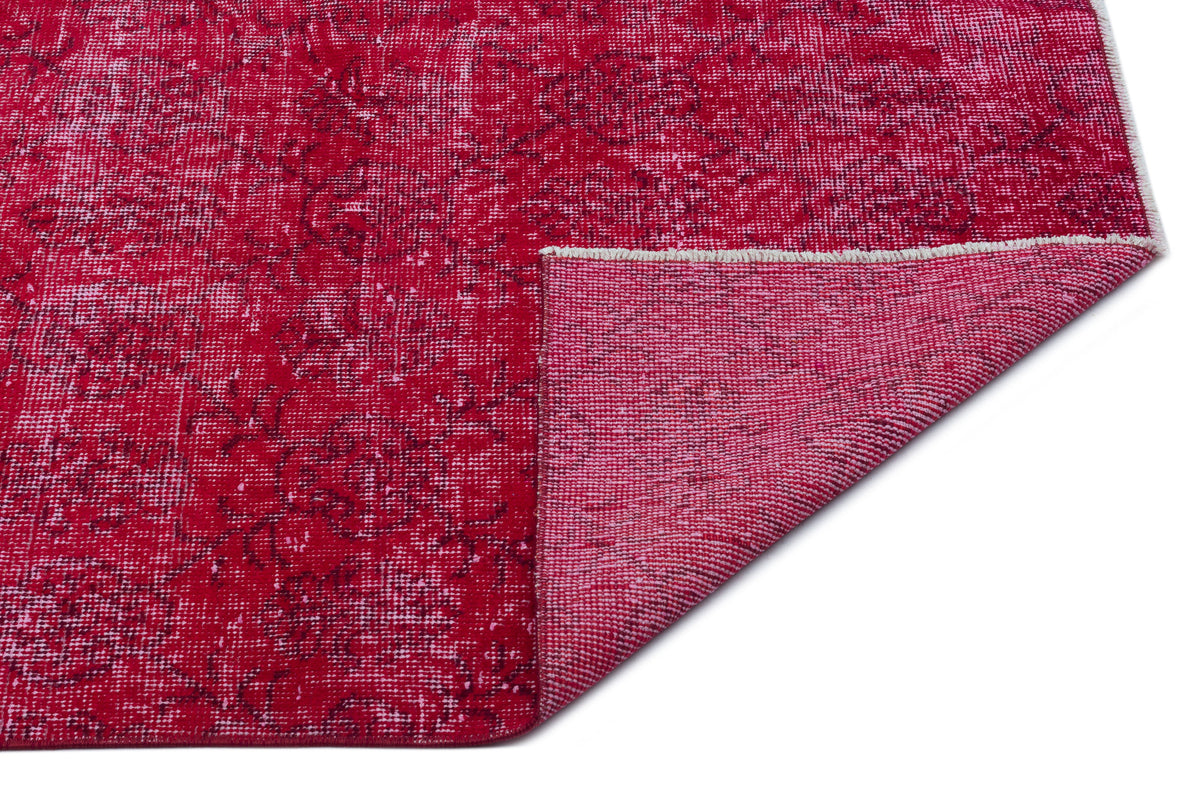 Red Over Dyed Vintage Rug 5&#39;4&#39;&#39; x 8&#39;10&#39;&#39; ft 163 x 270 cm