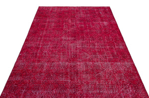 Red Over Dyed Vintage Rug 5'4'' x 8'10'' ft 163 x 270 cm