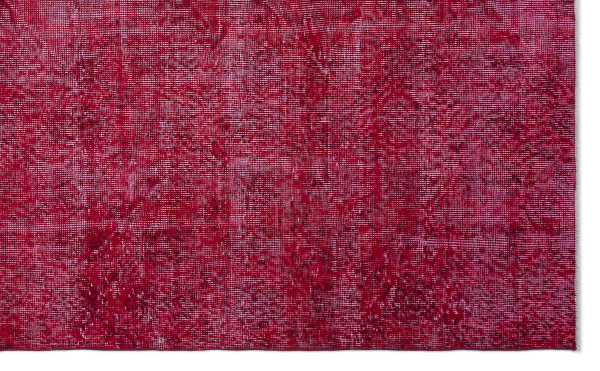 Red Over Dyed Vintage Rug 5&#39;4&#39;&#39; x 8&#39;10&#39;&#39; ft 163 x 270 cm