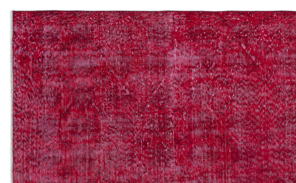 Red Over Dyed Vintage Rug 5&#39;4&#39;&#39; x 8&#39;10&#39;&#39; ft 163 x 270 cm