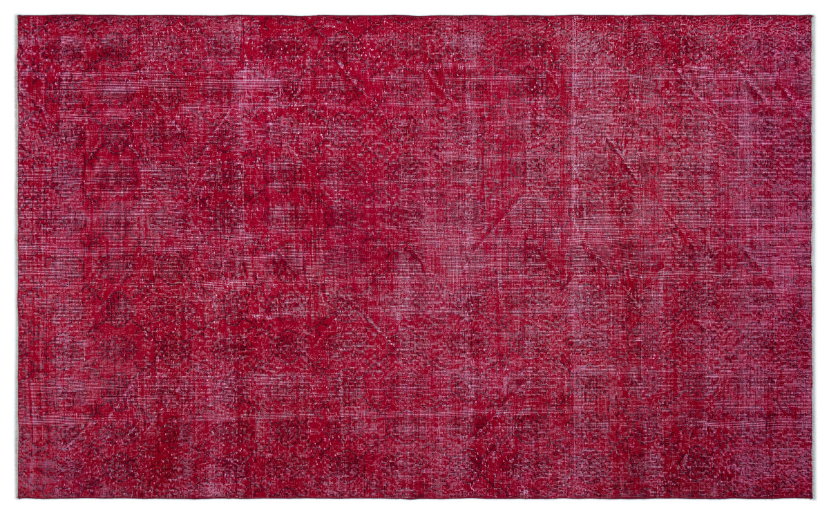 Red Over Dyed Vintage Rug 5&#39;4&#39;&#39; x 8&#39;10&#39;&#39; ft 163 x 270 cm