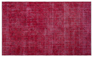 Red Over Dyed Vintage Rug 5'4'' x 8'10'' ft 163 x 270 cm