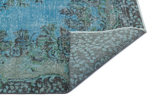 Turquoise  Over Dyed Vintage Rug 5'5'' x 9'5'' ft 164 x 288 cm