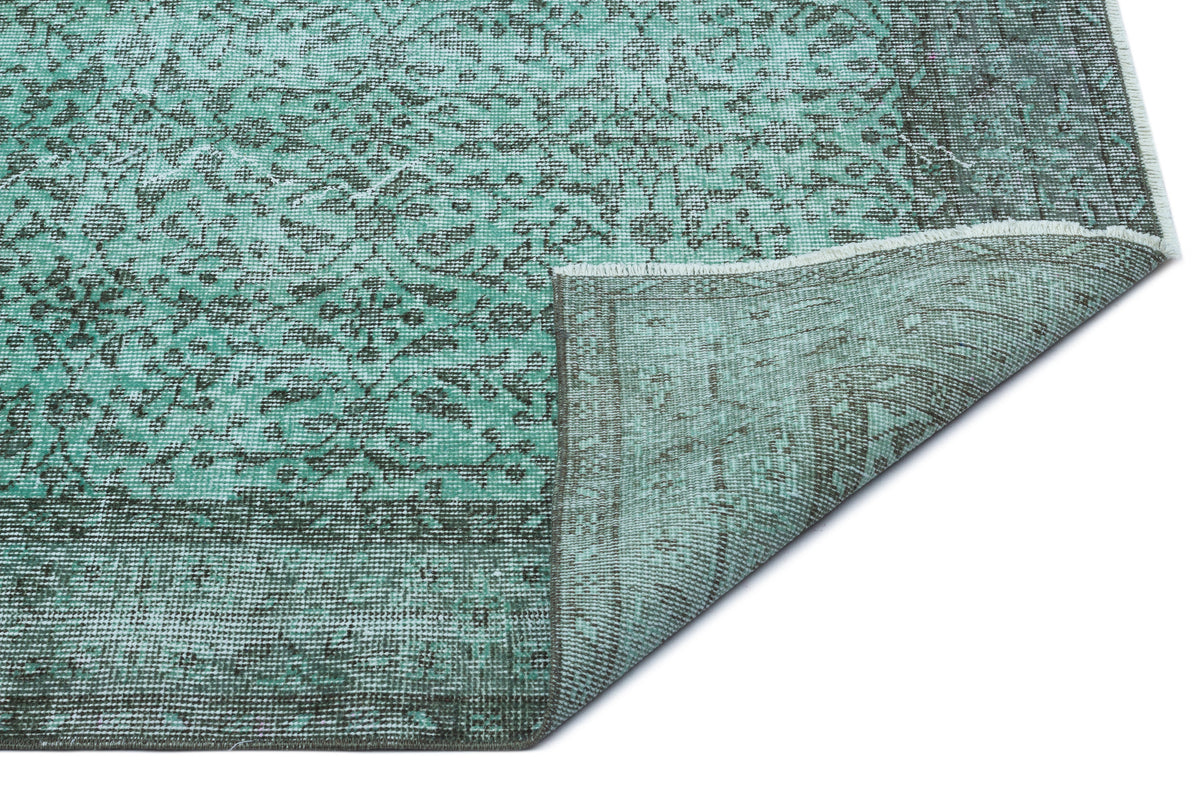 Turquoise  Over Dyed Vintage Rug 5&#39;8&#39;&#39; x 9&#39;5&#39;&#39; ft 173 x 288 cm