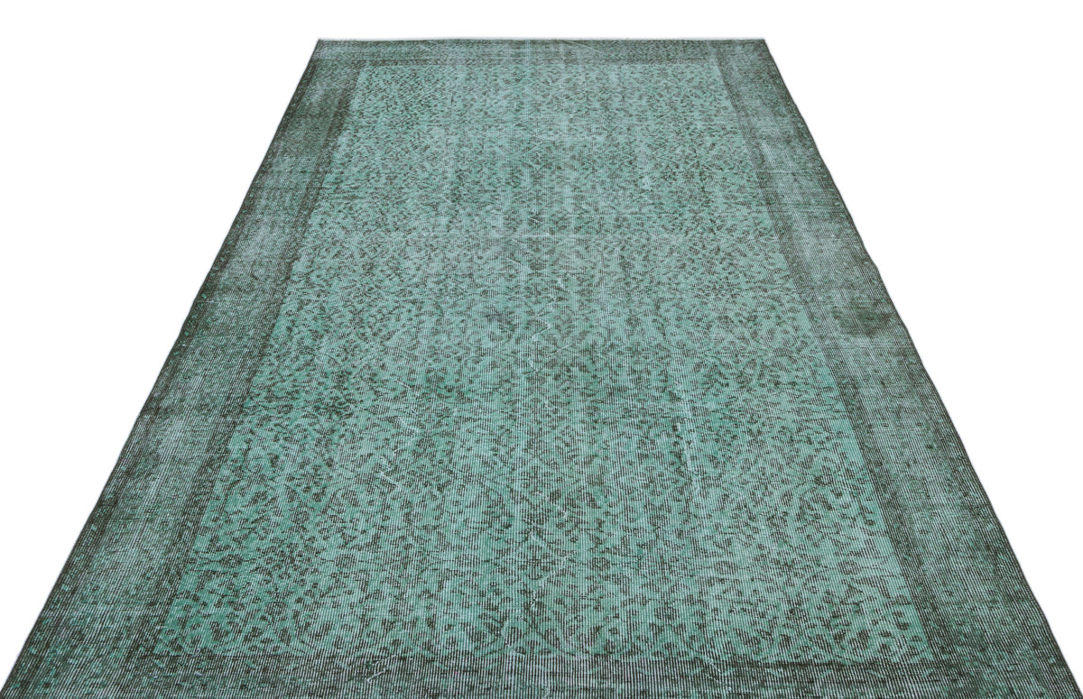 Turquoise  Over Dyed Vintage Rug 5&#39;8&#39;&#39; x 9&#39;5&#39;&#39; ft 173 x 288 cm
