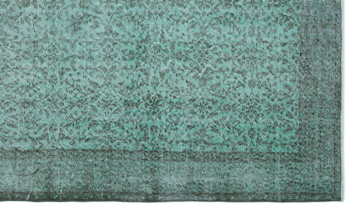 Turquoise  Over Dyed Vintage Rug 5&#39;8&#39;&#39; x 9&#39;5&#39;&#39; ft 173 x 288 cm
