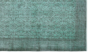 Turquoise  Over Dyed Vintage Rug 5'8'' x 9'5'' ft 173 x 288 cm