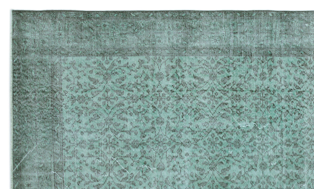 Turquoise  Over Dyed Vintage Rug 5'8'' x 9'5'' ft 173 x 288 cm