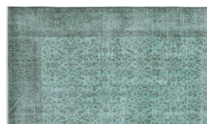 Turquoise  Over Dyed Vintage Rug 5'8'' x 9'5'' ft 173 x 288 cm