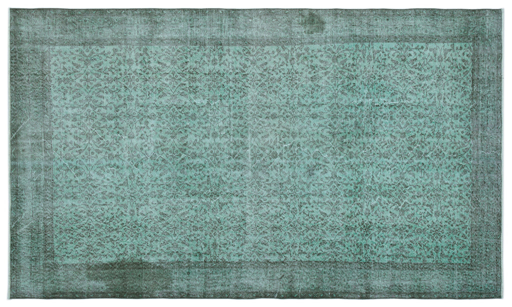 Turquoise  Over Dyed Vintage Rug 5'8'' x 9'5'' ft 173 x 288 cm