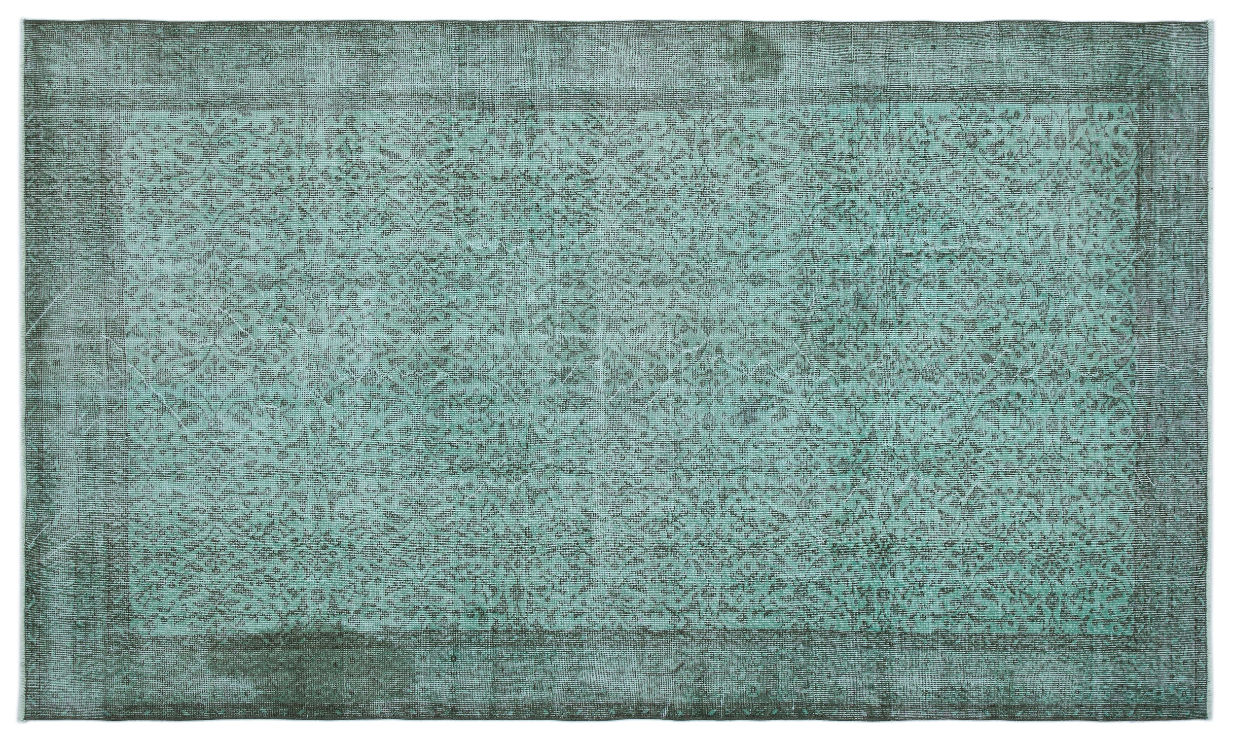 Turquoise  Over Dyed Vintage Rug 5'8'' x 9'5'' ft 173 x 288 cm