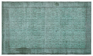 Turquoise  Over Dyed Vintage Rug 5'8'' x 9'5'' ft 173 x 288 cm