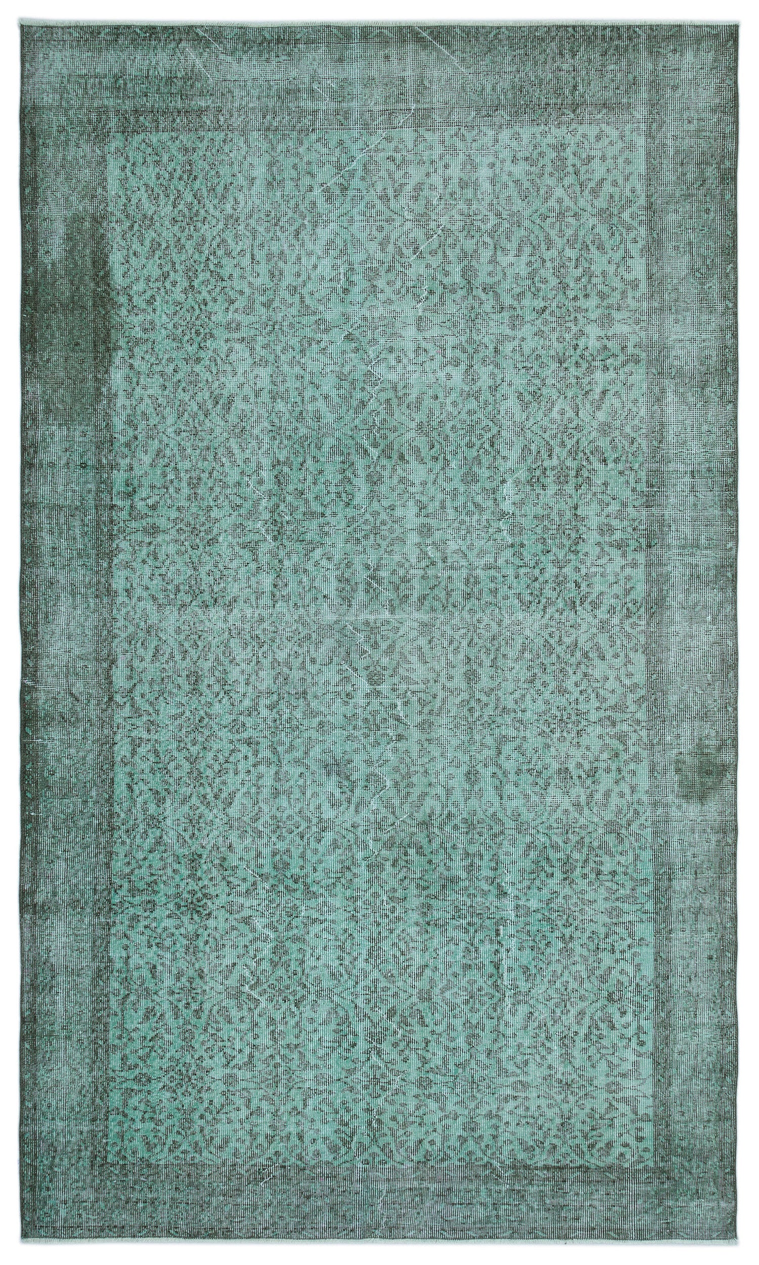 Turquoise  Over Dyed Vintage Rug 5'8'' x 9'5'' ft 173 x 288 cm