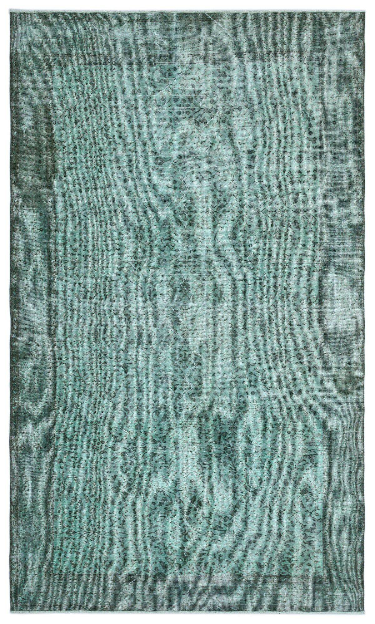 Turquoise  Over Dyed Vintage Rug 5&#39;8&#39;&#39; x 9&#39;5&#39;&#39; ft 173 x 288 cm