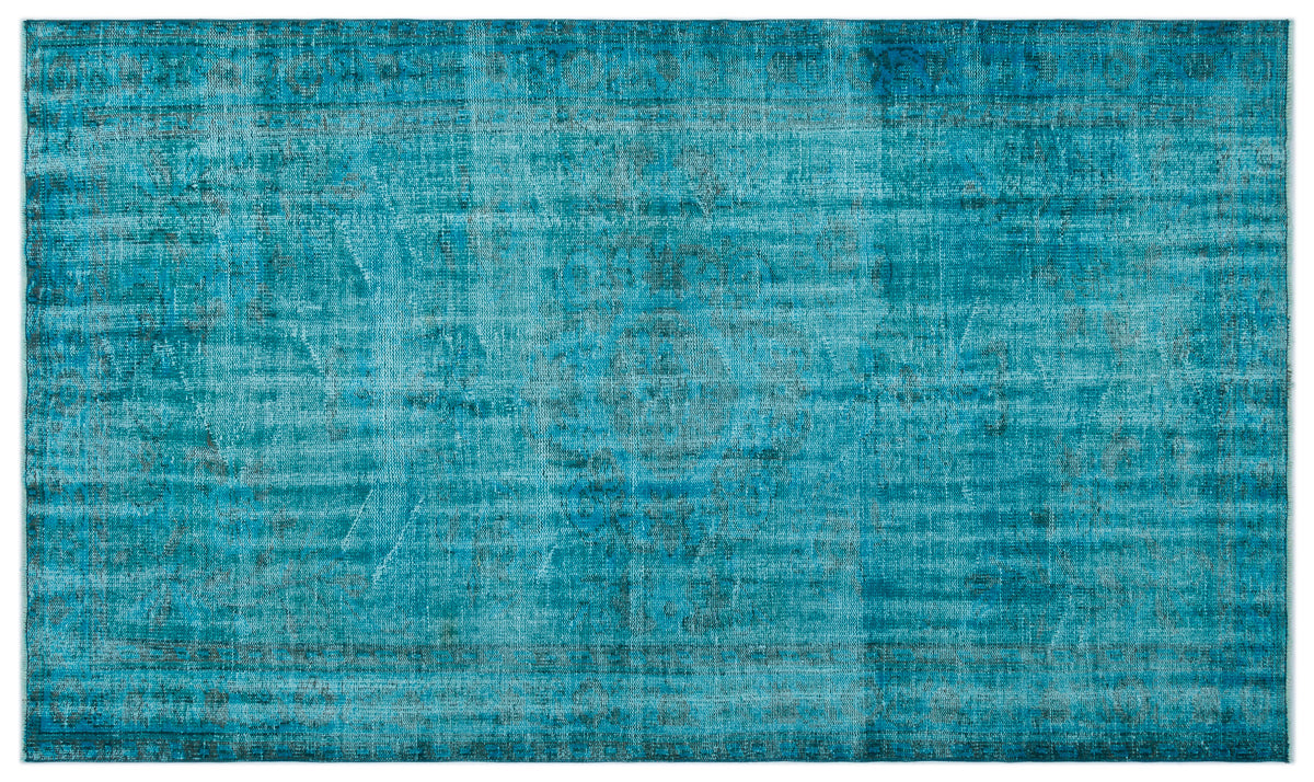 Turquoise  Over Dyed Vintage Rug 5&#39;1&#39;&#39; x 8&#39;10&#39;&#39; ft 156 x 268 cm