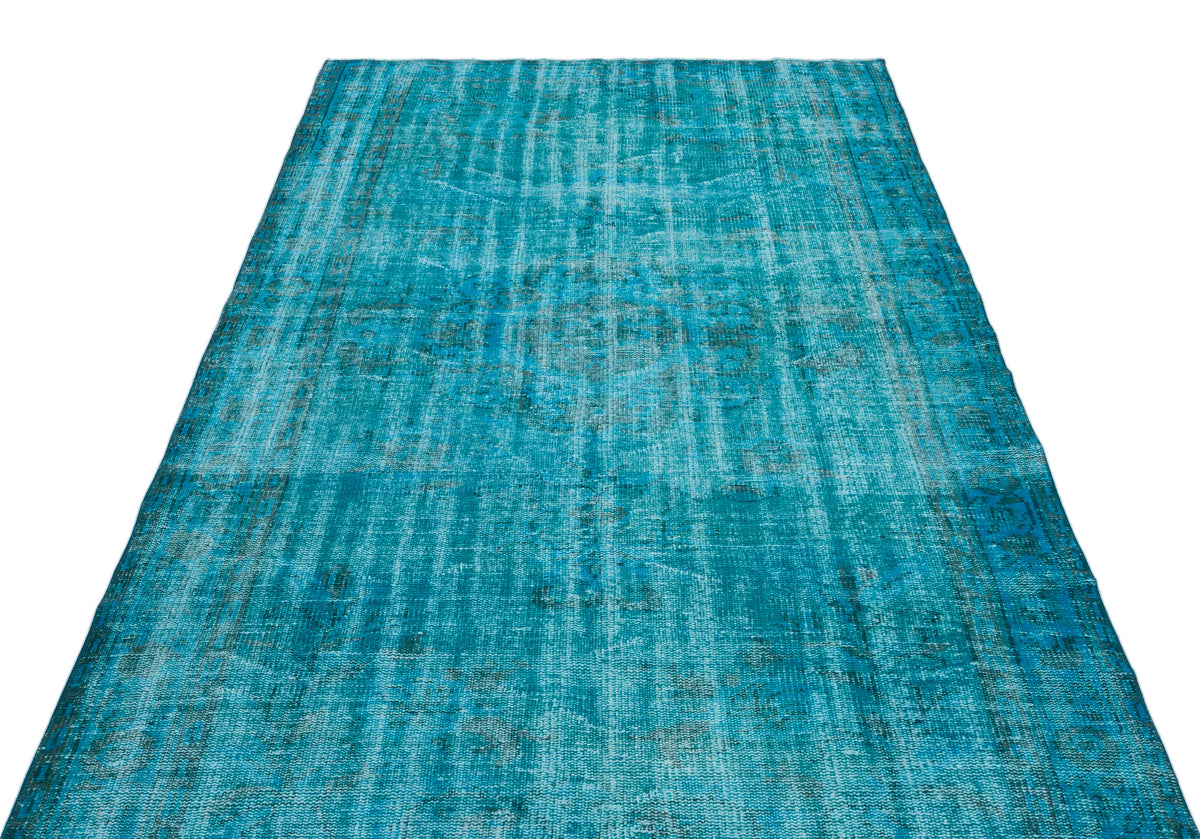 Turquoise  Over Dyed Vintage Rug 5&#39;1&#39;&#39; x 8&#39;10&#39;&#39; ft 156 x 268 cm