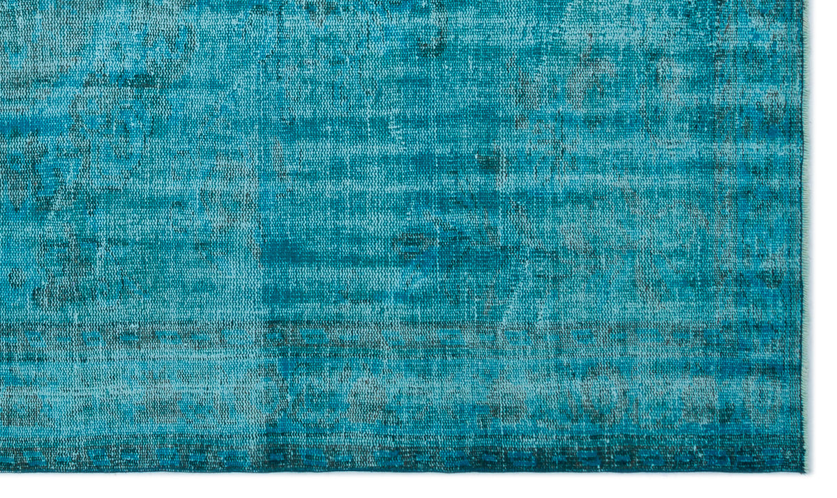 Turquoise  Over Dyed Vintage Rug 5&#39;1&#39;&#39; x 8&#39;10&#39;&#39; ft 156 x 268 cm