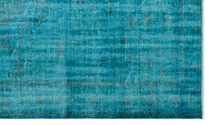 Turquoise  Over Dyed Vintage Rug 5'1'' x 8'10'' ft 156 x 268 cm