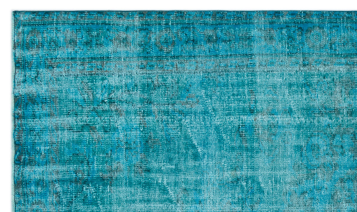 Turquoise  Over Dyed Vintage Rug 5&#39;1&#39;&#39; x 8&#39;10&#39;&#39; ft 156 x 268 cm