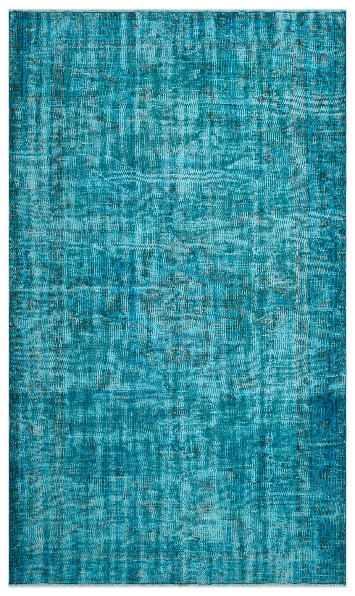 Turquoise  Over Dyed Vintage Rug 5&#39;1&#39;&#39; x 8&#39;10&#39;&#39; ft 156 x 268 cm