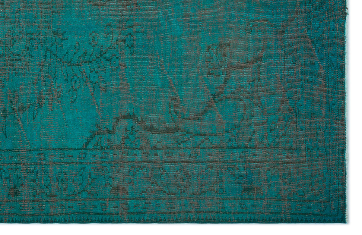 Turquoise  Over Dyed Vintage Rug 5&#39;4&#39;&#39; x 8&#39;6&#39;&#39; ft 163 x 260 cm