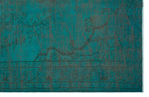 Turquoise  Over Dyed Vintage Rug 5'4'' x 8'6'' ft 163 x 260 cm