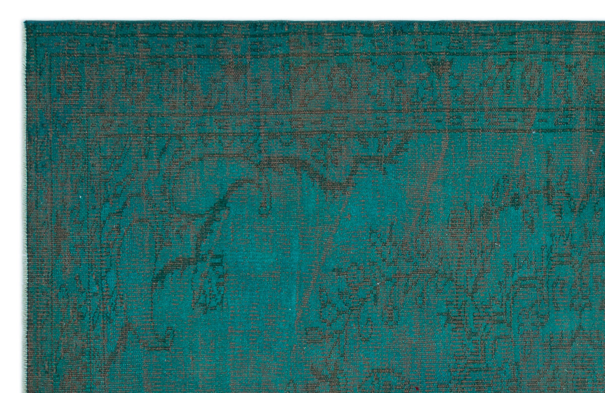 Turquoise  Over Dyed Vintage Rug 5&#39;4&#39;&#39; x 8&#39;6&#39;&#39; ft 163 x 260 cm