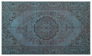 Blue Over Dyed Vintage Rug 5'3'' x 8'10'' ft 161 x 270 cm