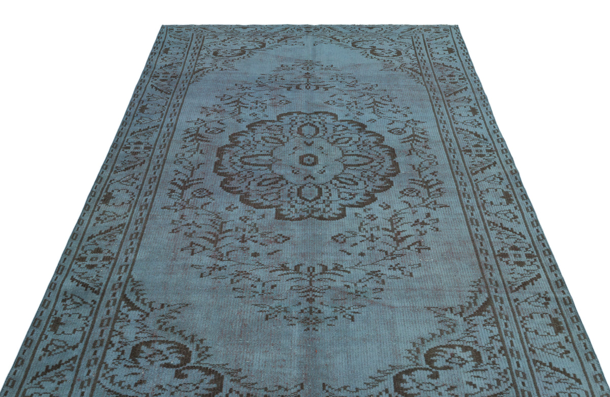 Blue Over Dyed Vintage Rug 5&#39;3&#39;&#39; x 8&#39;10&#39;&#39; ft 161 x 270 cm
