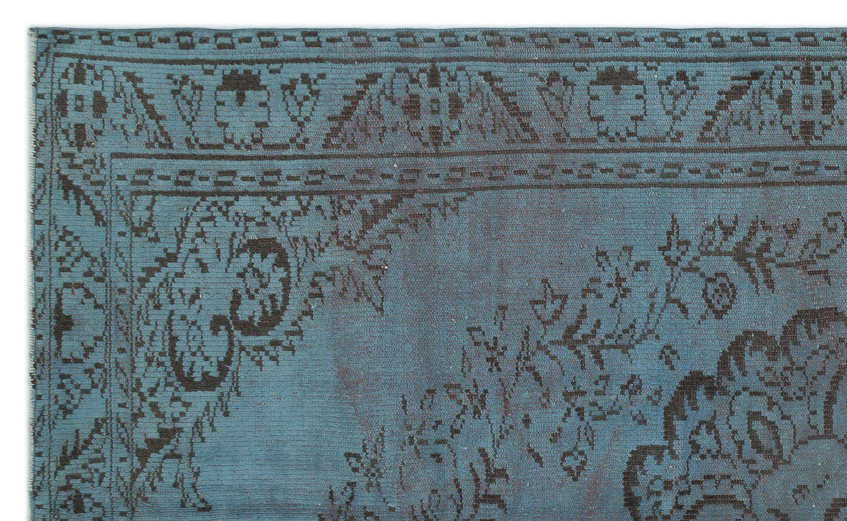 Blue Over Dyed Vintage Rug 5&#39;3&#39;&#39; x 8&#39;10&#39;&#39; ft 161 x 270 cm