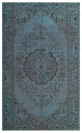 Blue Over Dyed Vintage Rug 5'3'' x 8'10'' ft 161 x 270 cm