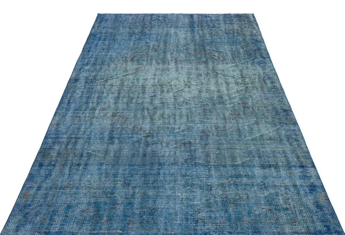 Blue Over Dyed Vintage Rug 5&#39;3&#39;&#39; x 9&#39;2&#39;&#39; ft 161 x 280 cm