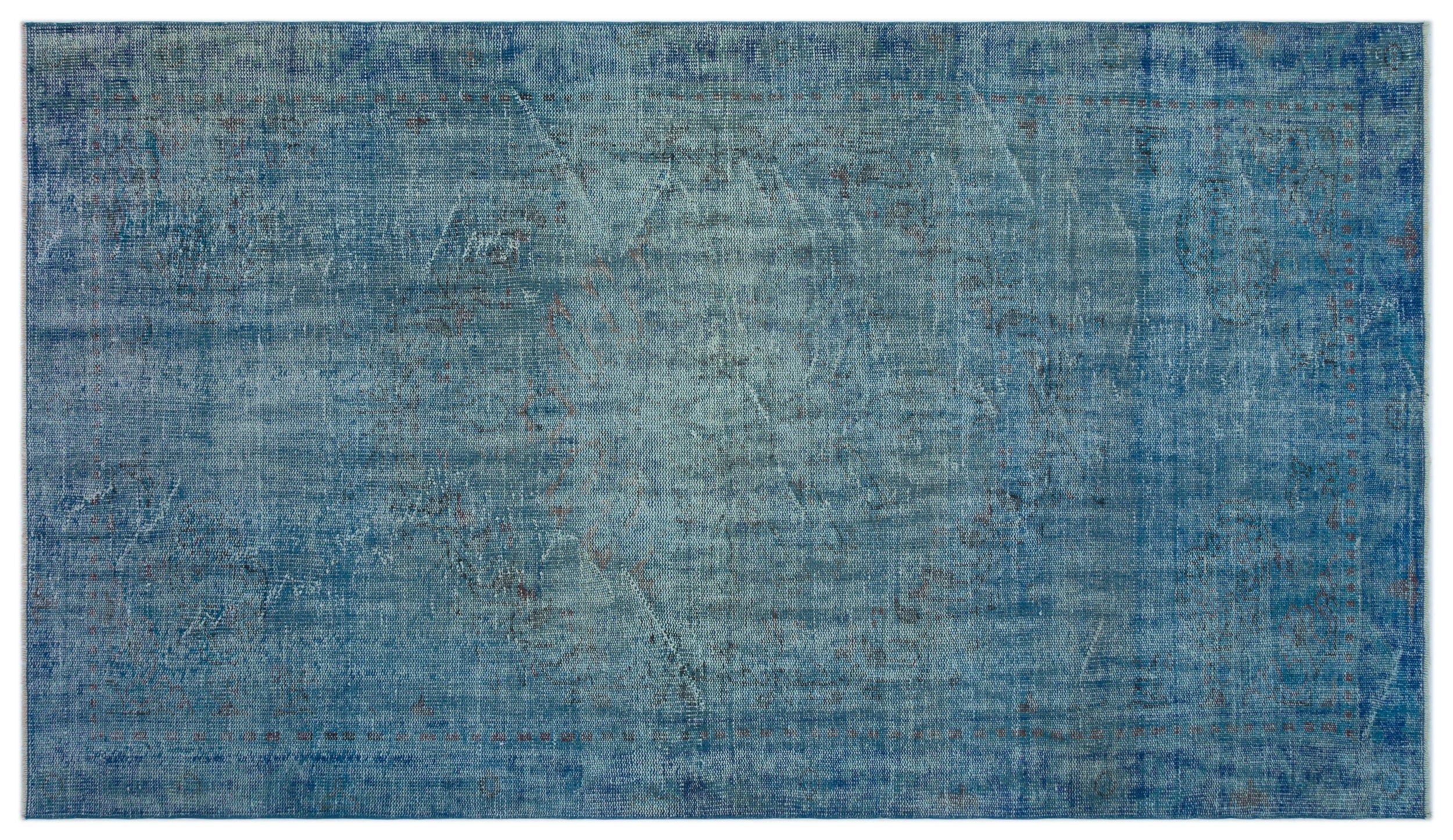 Blue Over Dyed Vintage Rug 5'3'' x 9'2'' ft 161 x 280 cm