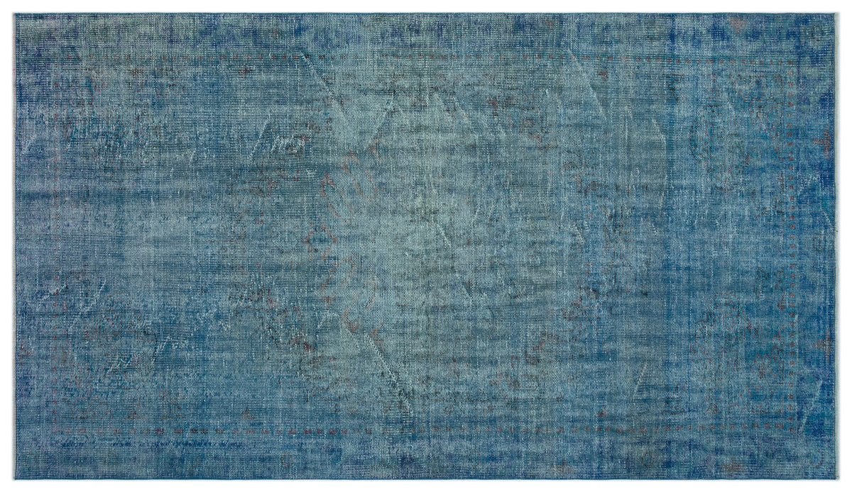 Blue Over Dyed Vintage Rug 5&#39;3&#39;&#39; x 9&#39;2&#39;&#39; ft 161 x 280 cm