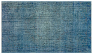 Blue Over Dyed Vintage Rug 5'3'' x 9'2'' ft 161 x 280 cm