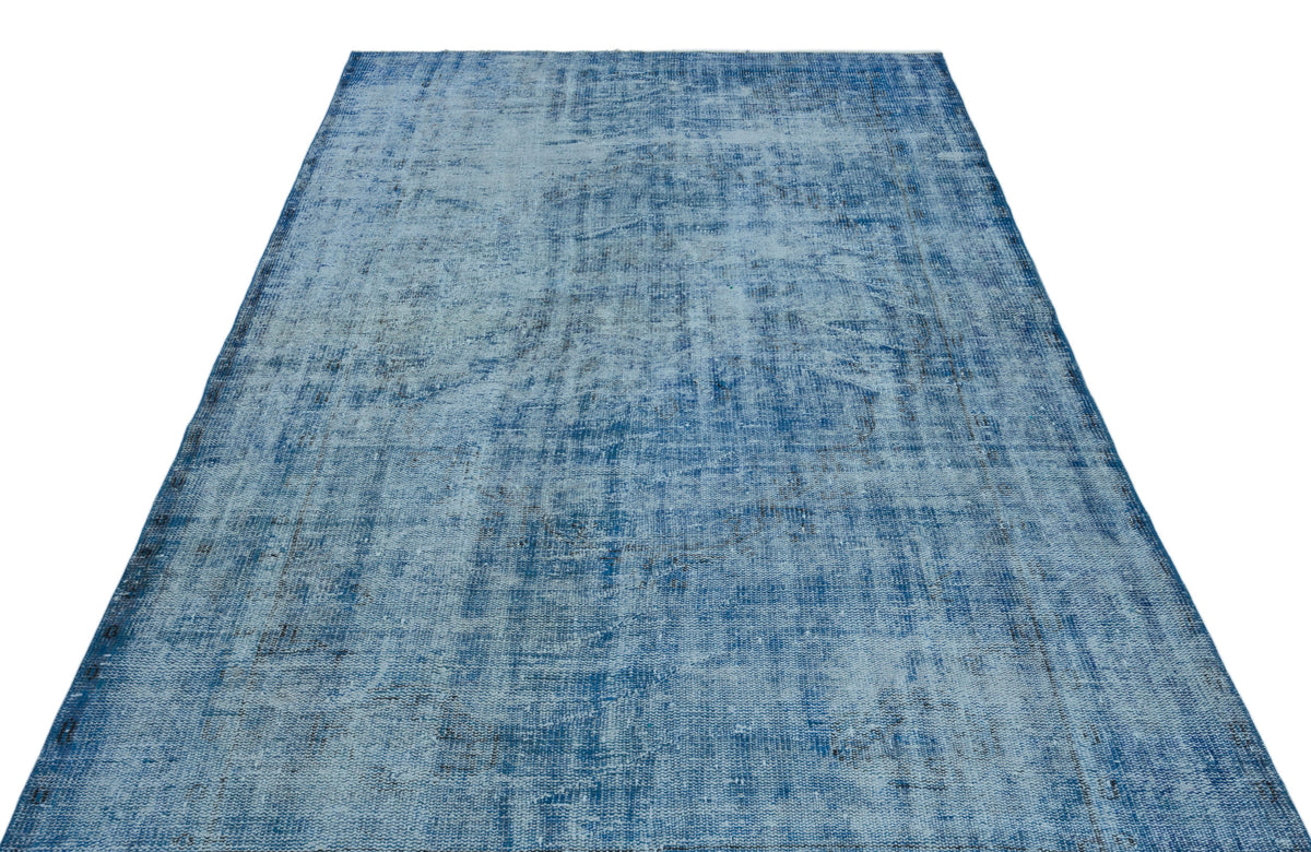 Blue Over Dyed Vintage Rug 5&#39;7&#39;&#39; x 9&#39;5&#39;&#39; ft 169 x 286 cm