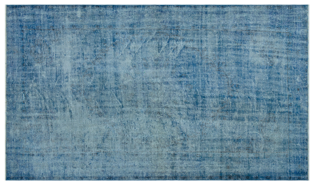 Blue Over Dyed Vintage Rug 5&#39;7&#39;&#39; x 9&#39;5&#39;&#39; ft 169 x 286 cm