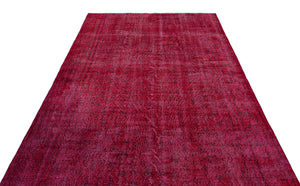 Red Over Dyed Vintage Rug 6'0'' x 10'1'' ft 183 x 308 cm