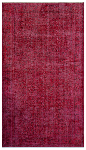 Red Over Dyed Vintage Rug 6'0'' x 10'1'' ft 183 x 308 cm